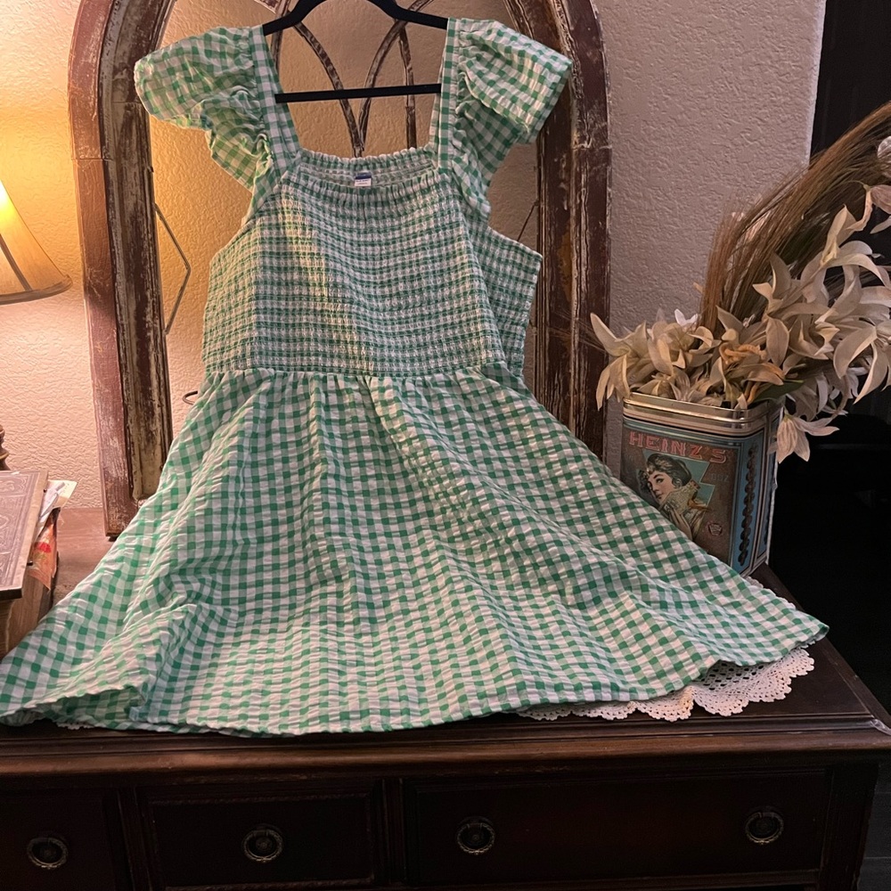 Old Navy Cotton Dress , Size XL, Blue and White Checker Dress - Picture 2 of 8
